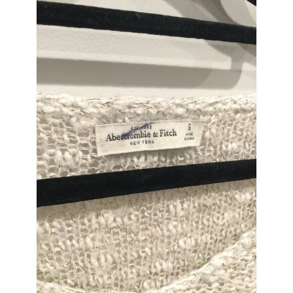 Abercrombie & Fitch sweater womens S camel white heathered cotton boho coastal - Picture 5 of 11